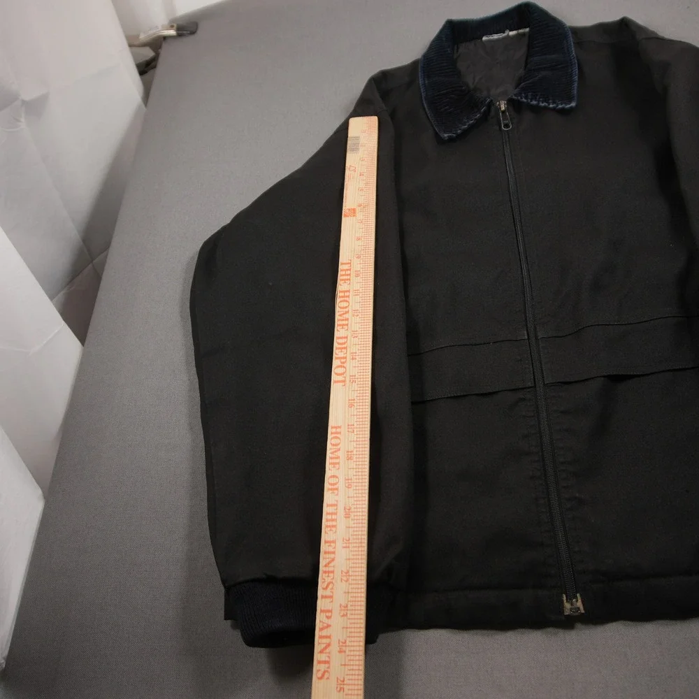 Corduroy Collar Quilted Lined Men Jacket XL Work Utility Nylon Chore Black